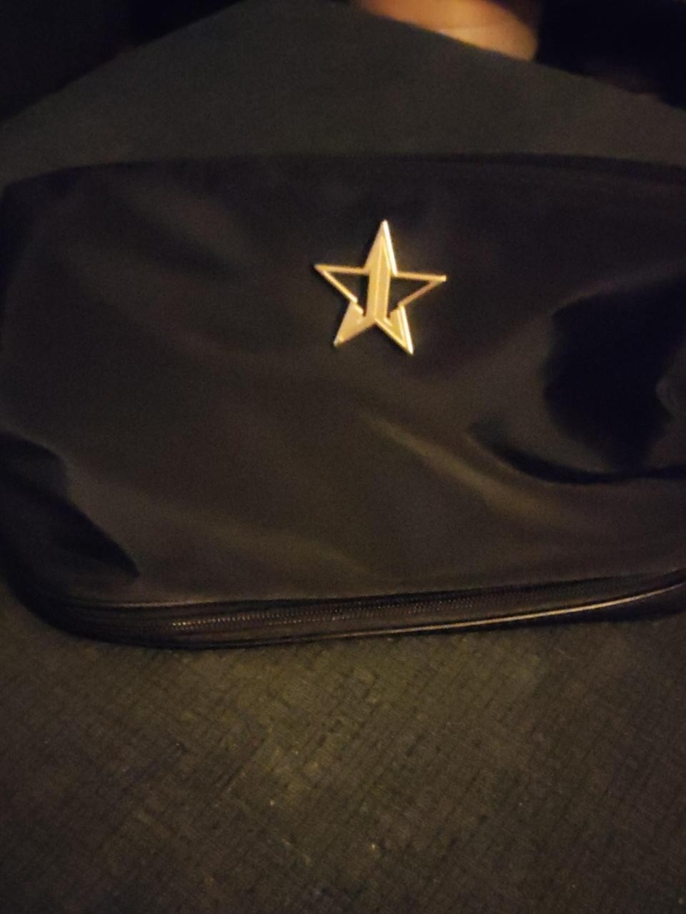 Jeffree Star Black Cosmetic Bag with Gold Star Accent
